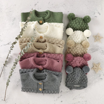 BABY BEAR Knitted Jumpsuit with Beanie