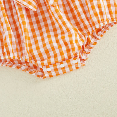 HAPPY PUMPKINS Checkered Romper