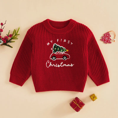 MY FIRST CHRISTMAS Car Knitted Sweater