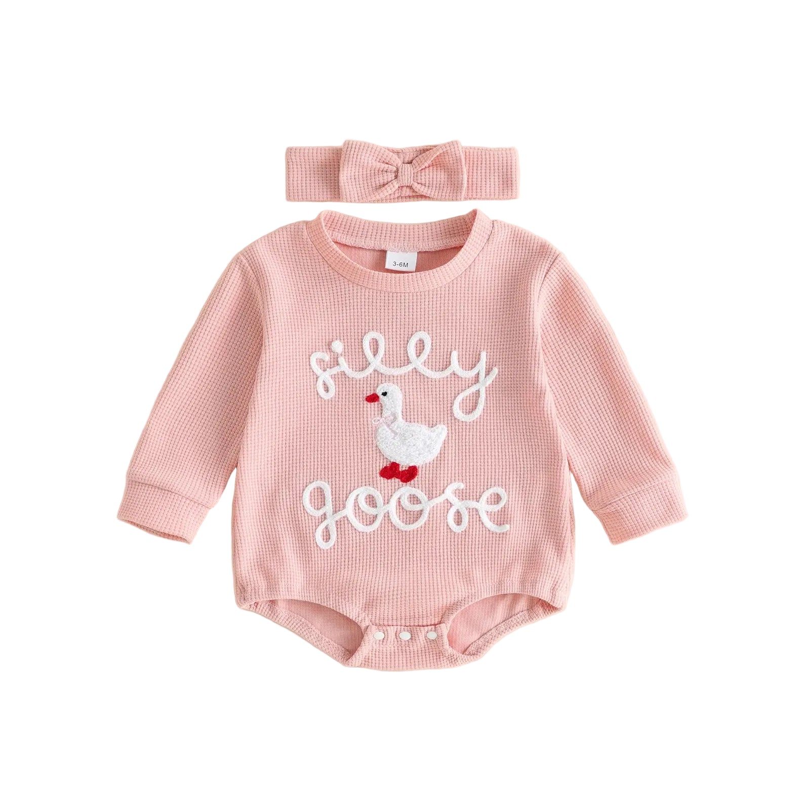 SILLY GOOSE Pink Waffle Knit Outfit