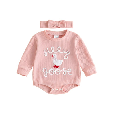 SILLY GOOSE Pink Waffle Knit Outfit
