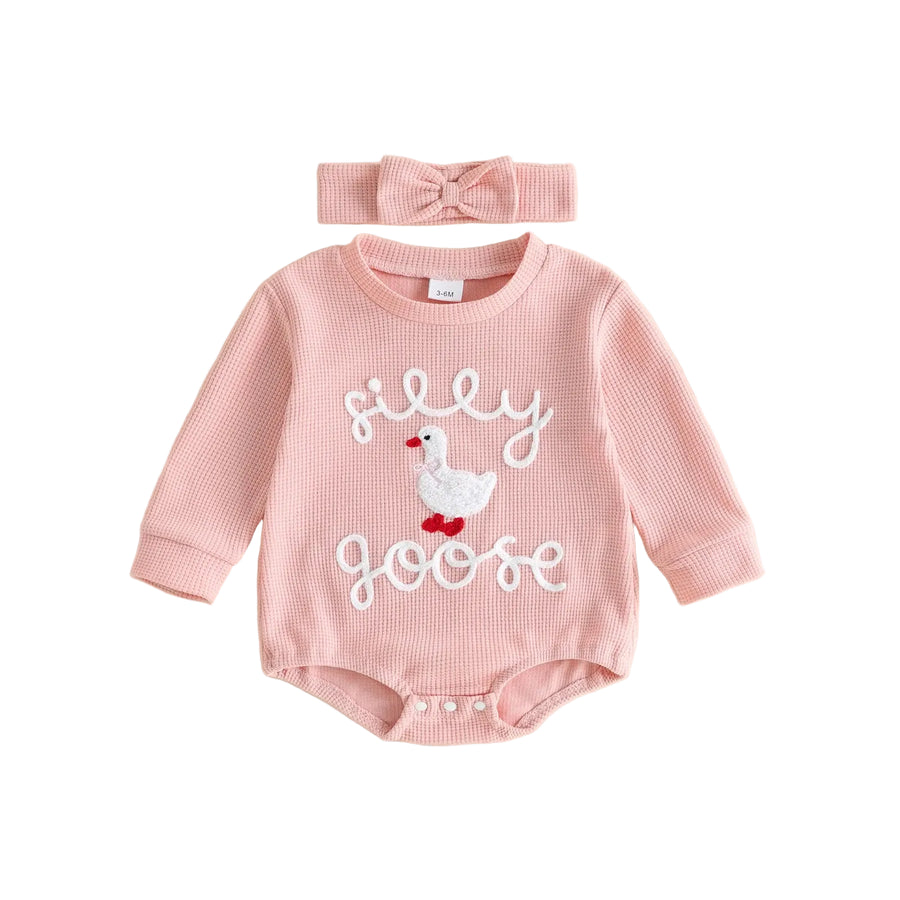 SILLY GOOSE Pink Waffle Knit Outfit