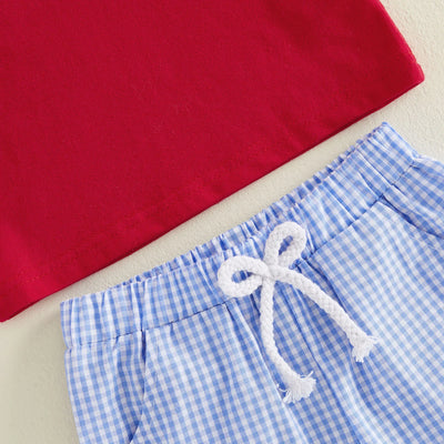 USA Flag Checkered Shorts Outfit