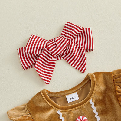 GINGERBREAD GIRL Long-Sleeve Bowtie Romper