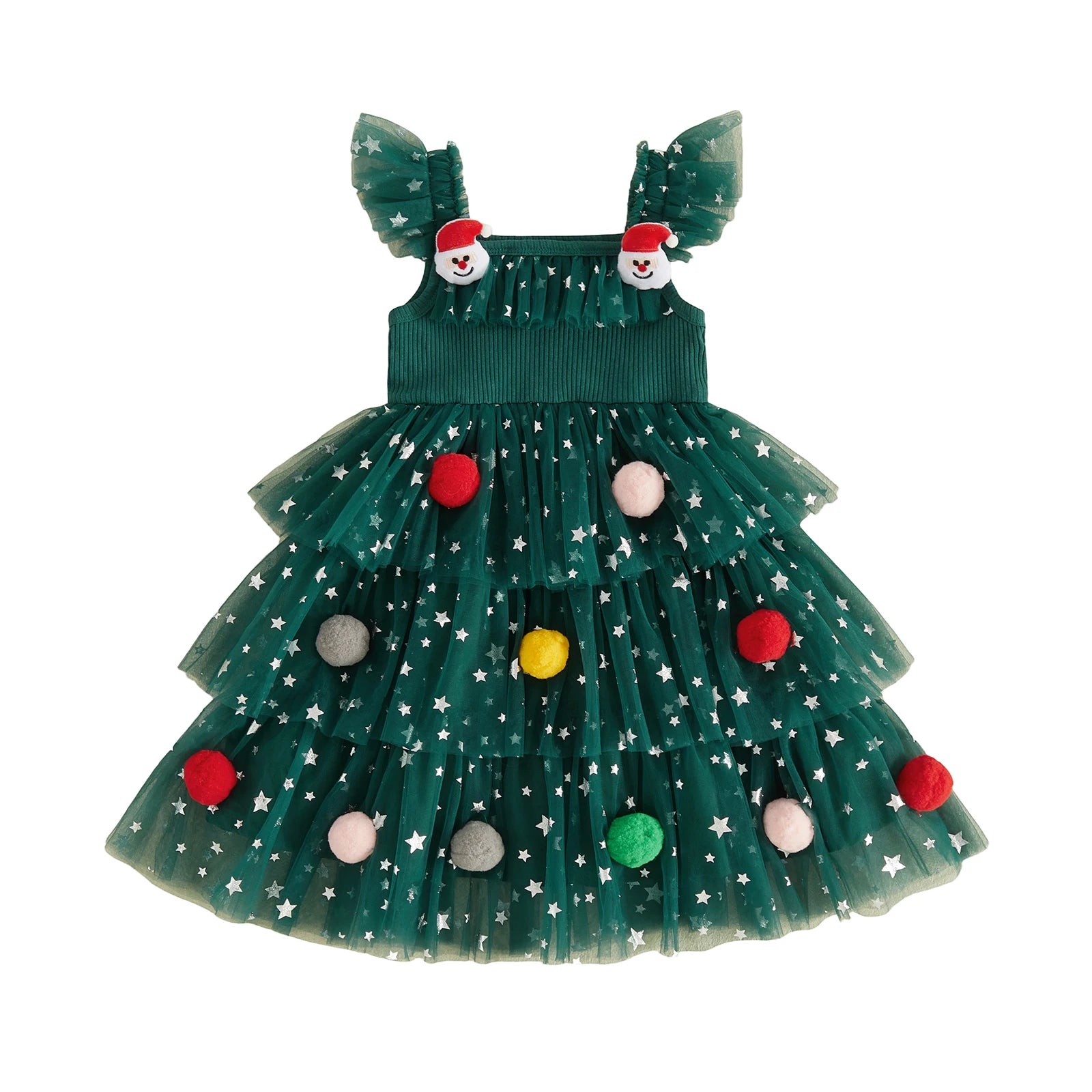 CHRISTMAS Layered Pompom Dress