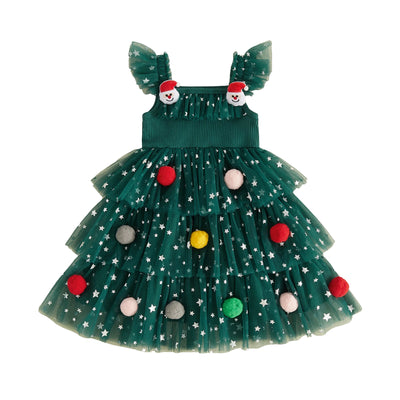 CHRISTMAS Layered Pompom Dress