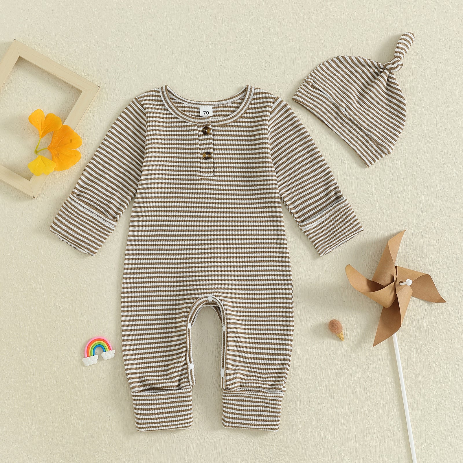 BENNY Striped Jumpsuit with Beanie