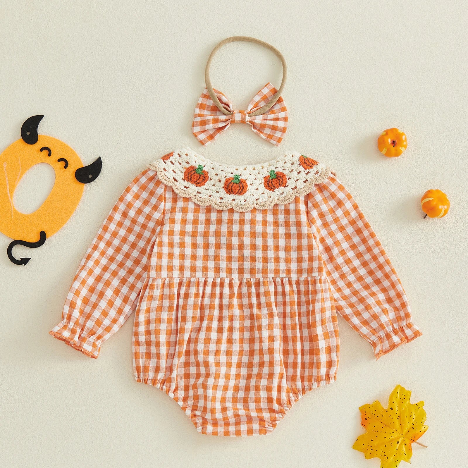 PUMPKINS Crochet Collar Romper