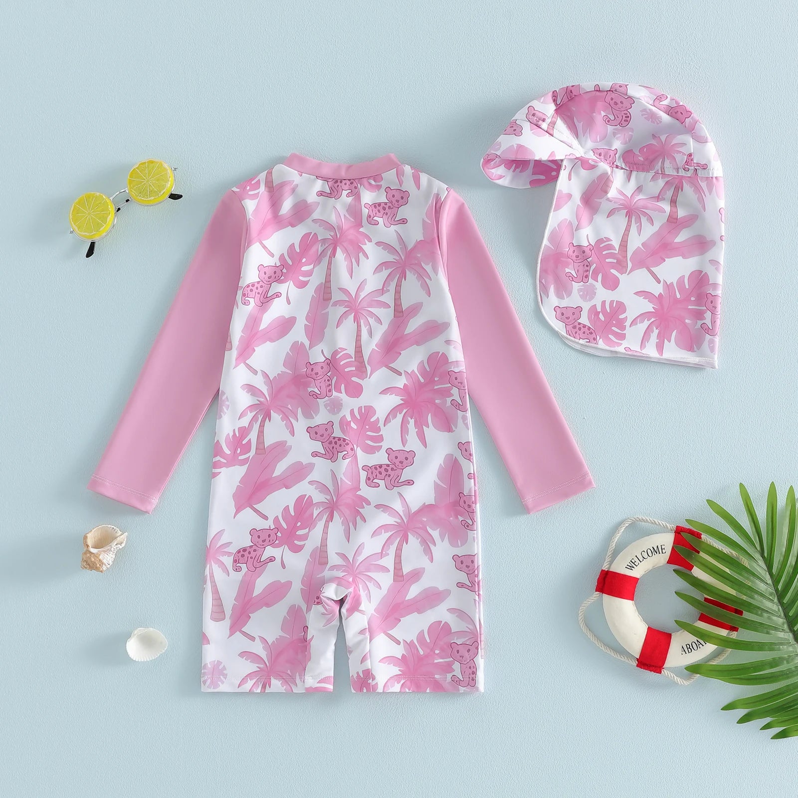 PINK PARADISE Swimsuit with Sun Hat