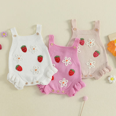 STRAWBERRIES & DAISIES Knitted Romper