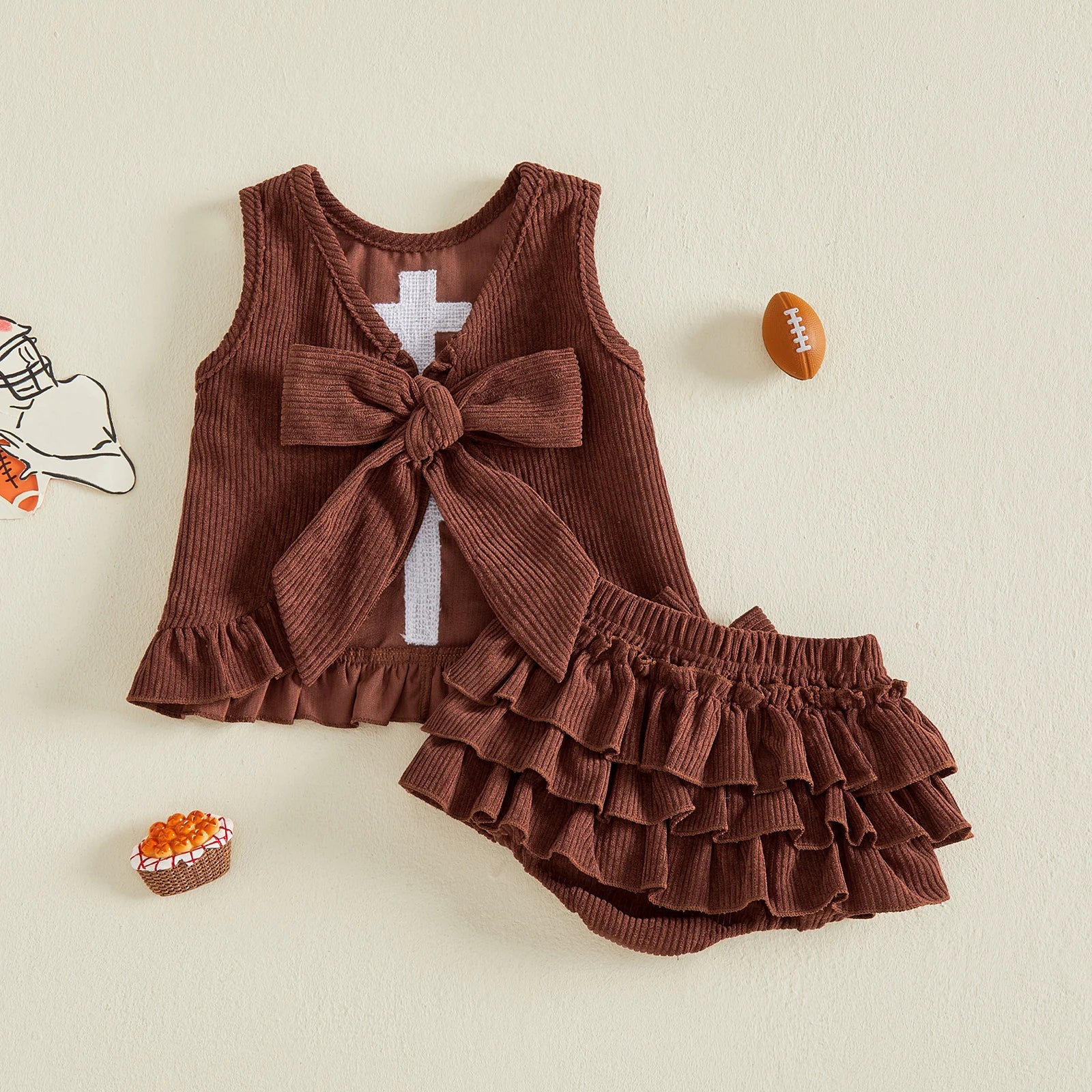 BASEBALL Corduroy Ruffle Outfit