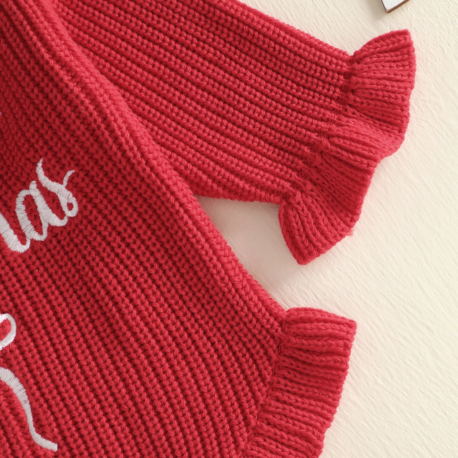 MY FIRST CHRISTMAS Knitted Ruffle Romper