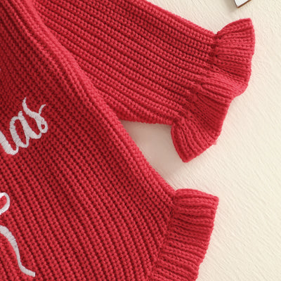 MY FIRST CHRISTMAS Knitted Ruffle Romper