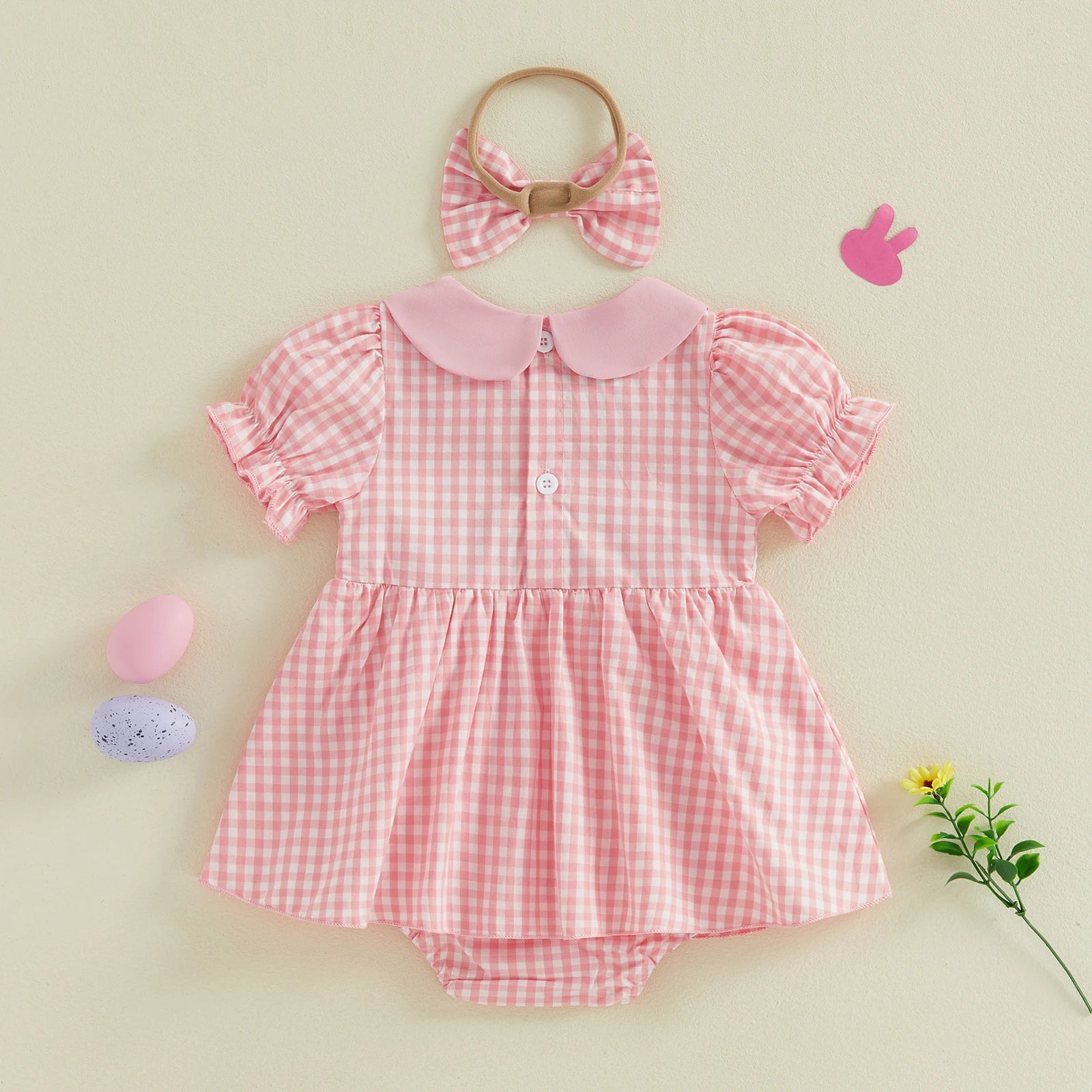 HOPPING BUNNIES Checkered Romper Dress