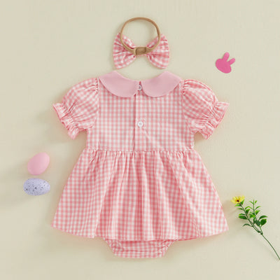 HOPPING BUNNIES Checkered Romper Dress