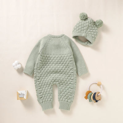 BABY BEAR Knitted Jumpsuit with Beanie