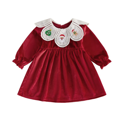 MERRY CHRISTMAS Velvet Collar Dress