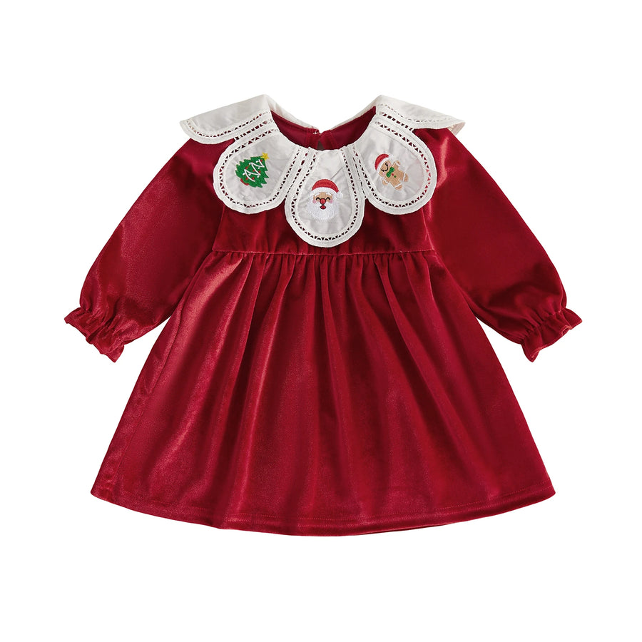 MERRY CHRISTMAS Velvet Collar Dress