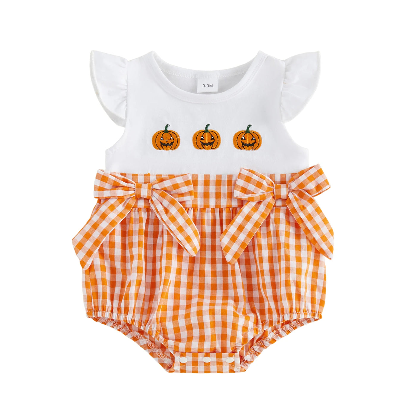 HAPPY PUMPKINS Checkered Romper