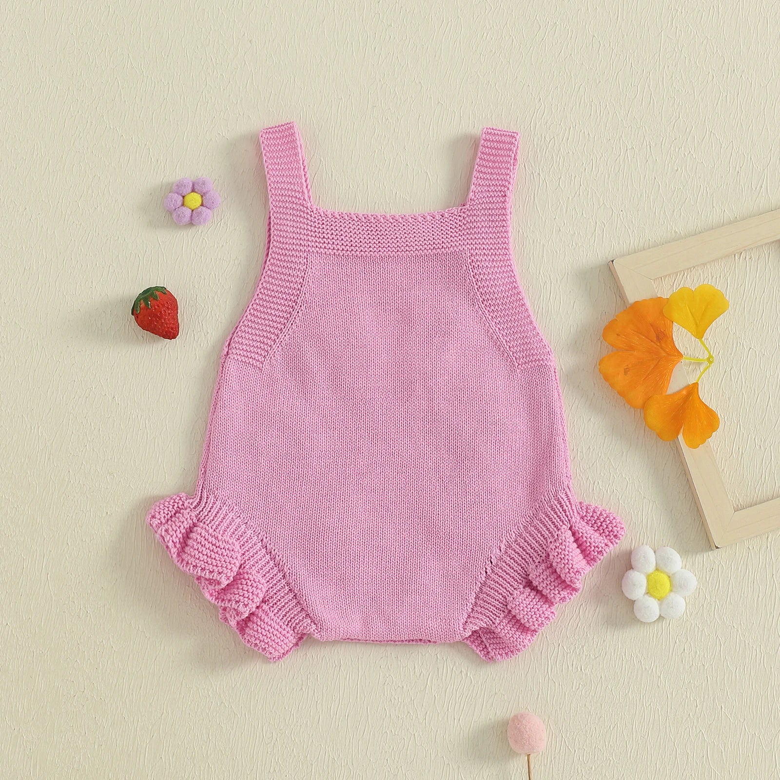 STRAWBERRIES & DAISIES Knitted Romper