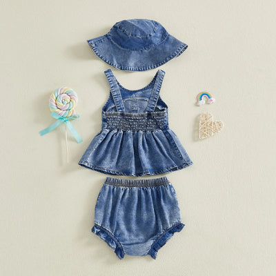ROMY Denim Outfit with Sun Hat