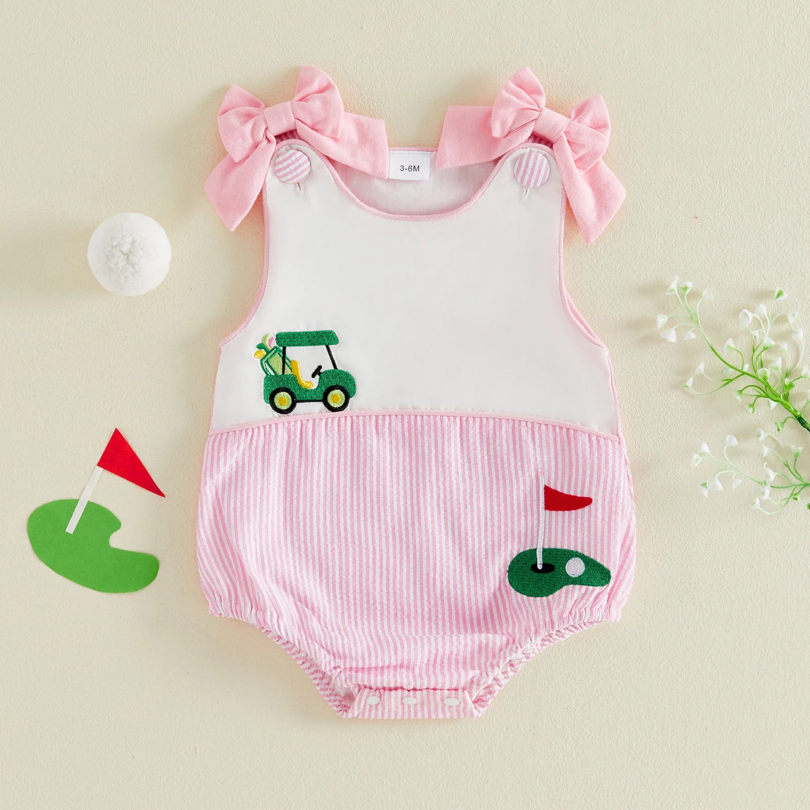 GOLF CART Pink Bowtie Onesie
