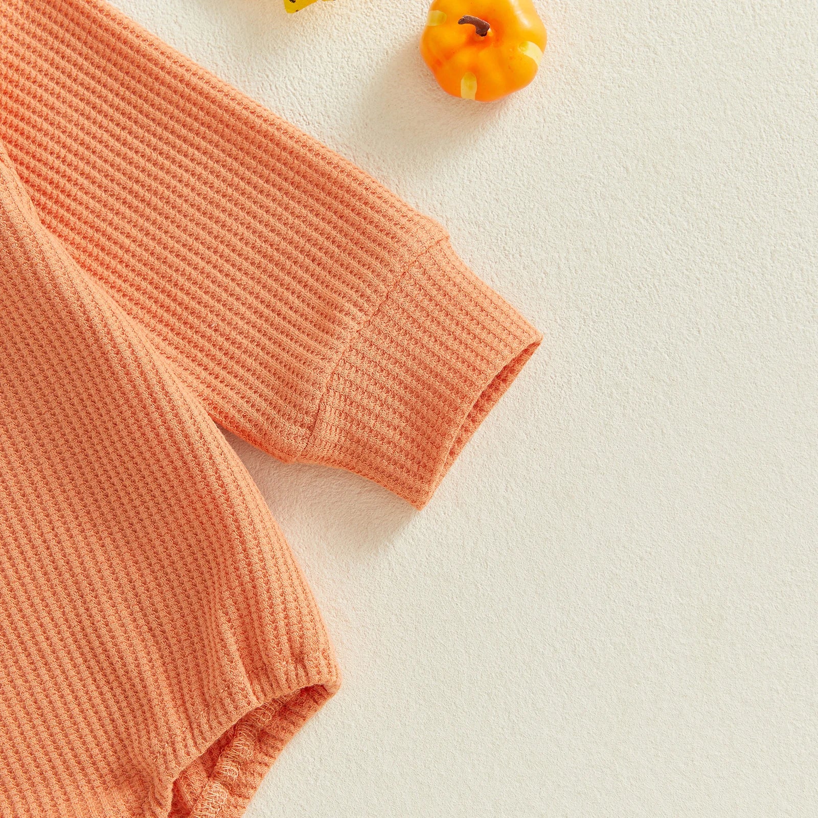 PUMPKIN Waffle Knit Long-Sleeve Onesie