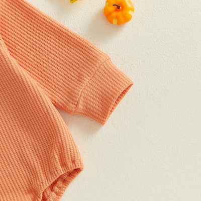 PUMPKIN Waffle Knit Long-Sleeve Onesie