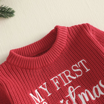 MY FIRST CHRISTMAS Knitted Ruffle Romper