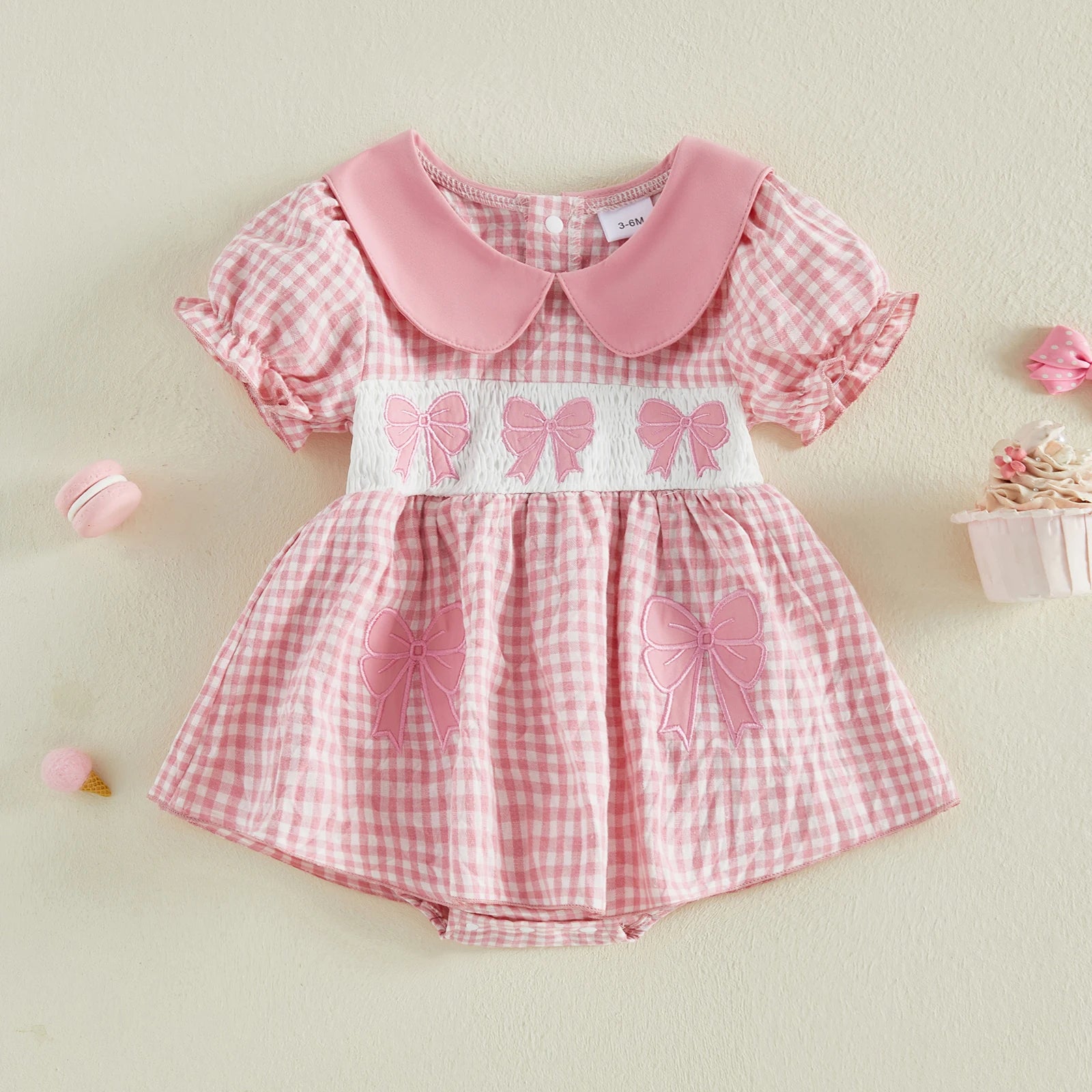 BOWTIES Checkered Romper Dress