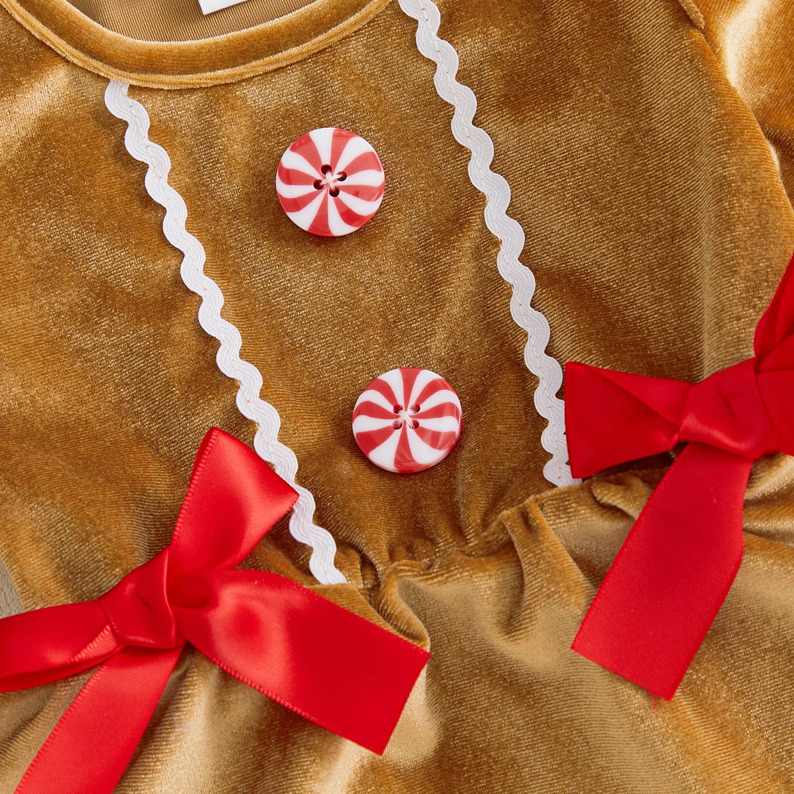 GINGERBREAD GIRL Long-Sleeve Bowtie Romper