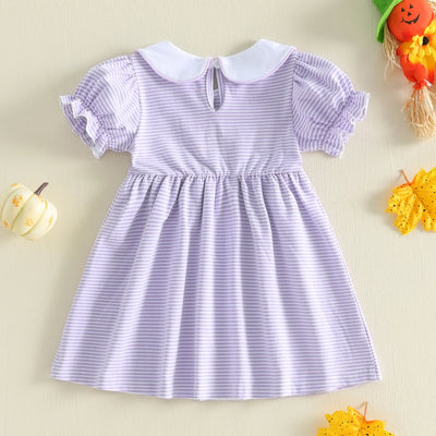 PUMPKIN & SPIDERS Striped Dress
