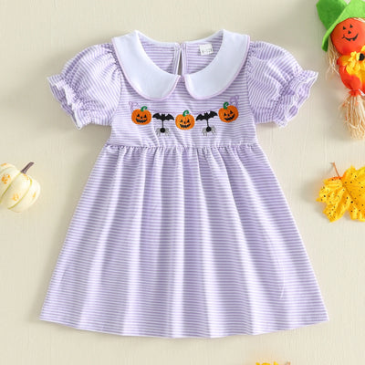 PUMPKIN & SPIDERS Striped Dress