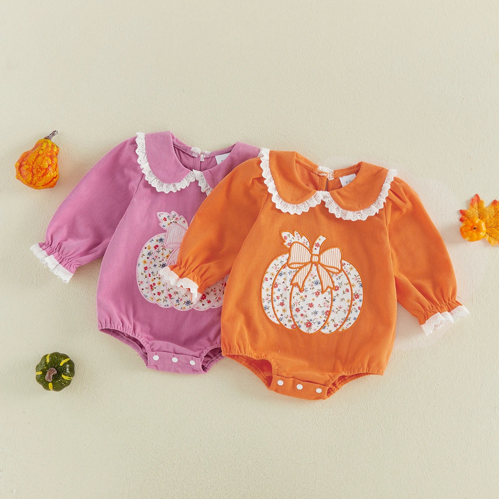 FLORAL PUMPKIN Collar Romper