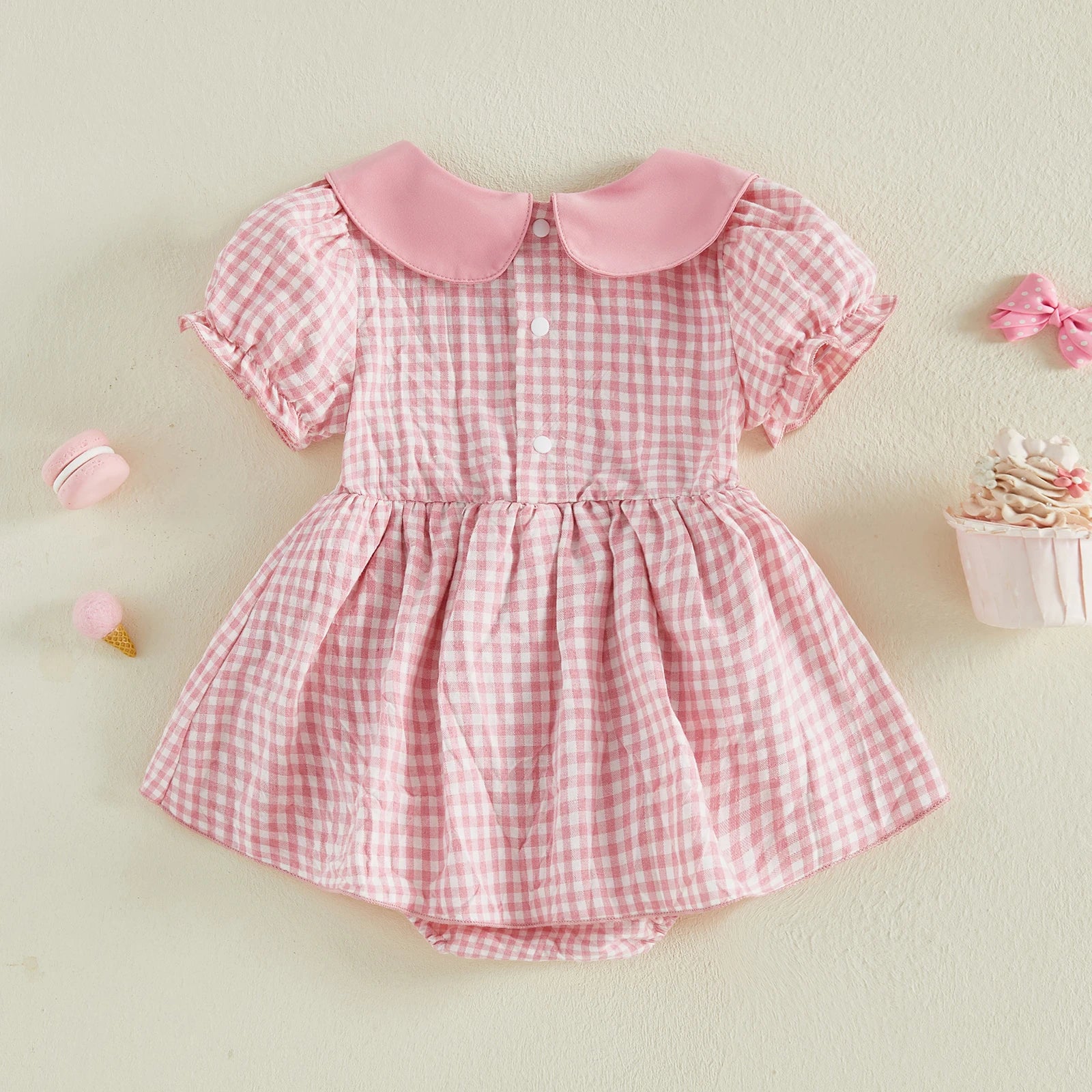 BOWTIES Checkered Romper Dress
