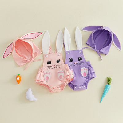 BUNNY Ruffle Romper with Bunny Cap