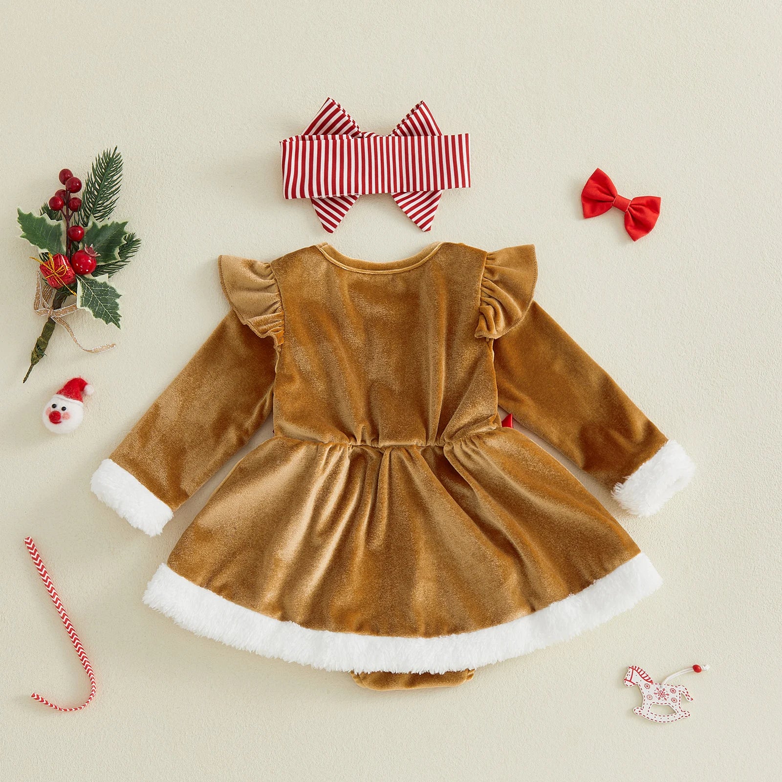 GINGERBREAD GIRL Long-Sleeve Bowtie Romper
