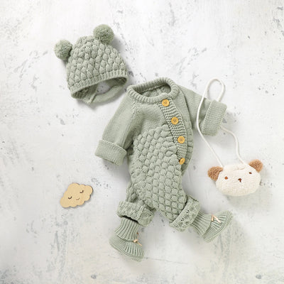 BABY BEAR Knitted Jumpsuit with Beanie