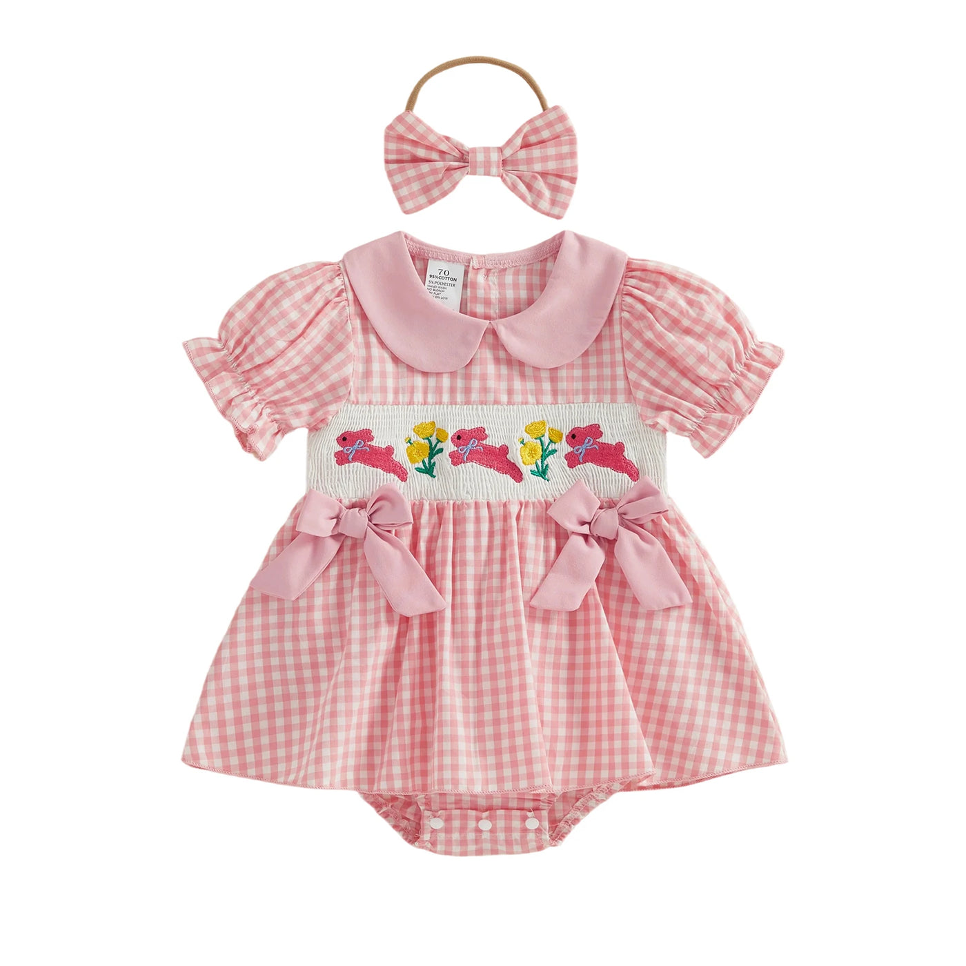 HOPPING BUNNIES Checkered Romper Dress