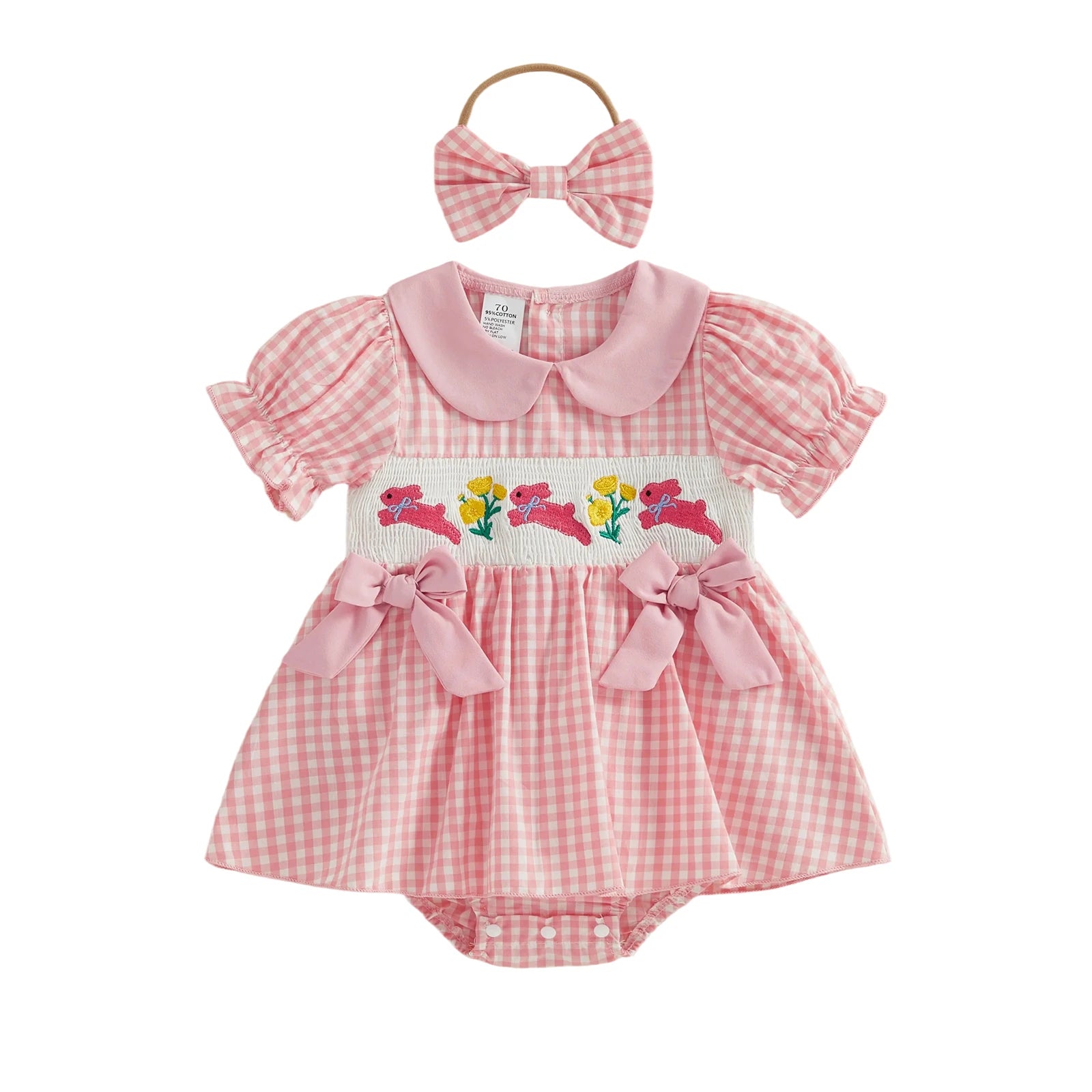 HOPPING BUNNIES Checkered Romper Dress