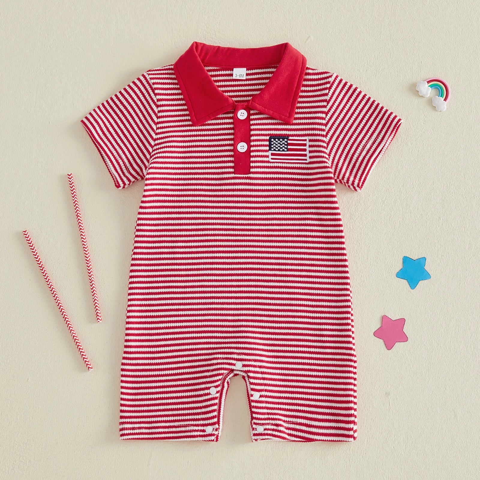 AMERICA Striped Polo Jumpsuit