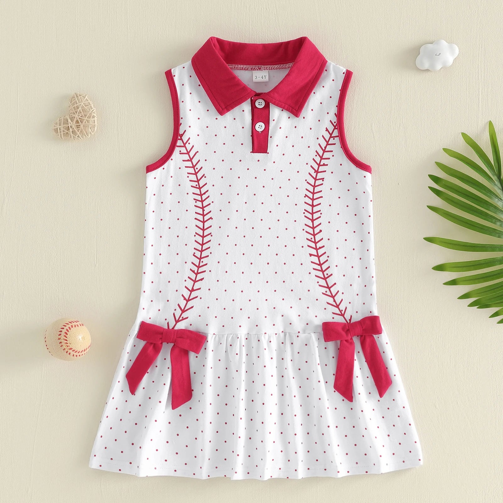 BASEBALL GIRL Bowtie Dress