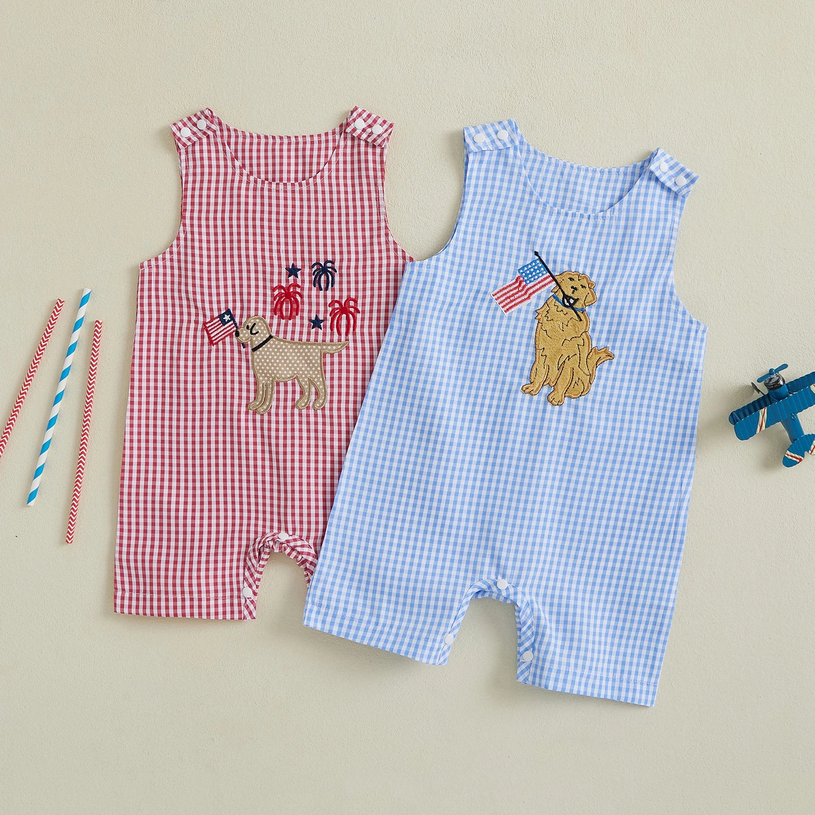PATRIOTIC PUP Checkered Jumpsuit