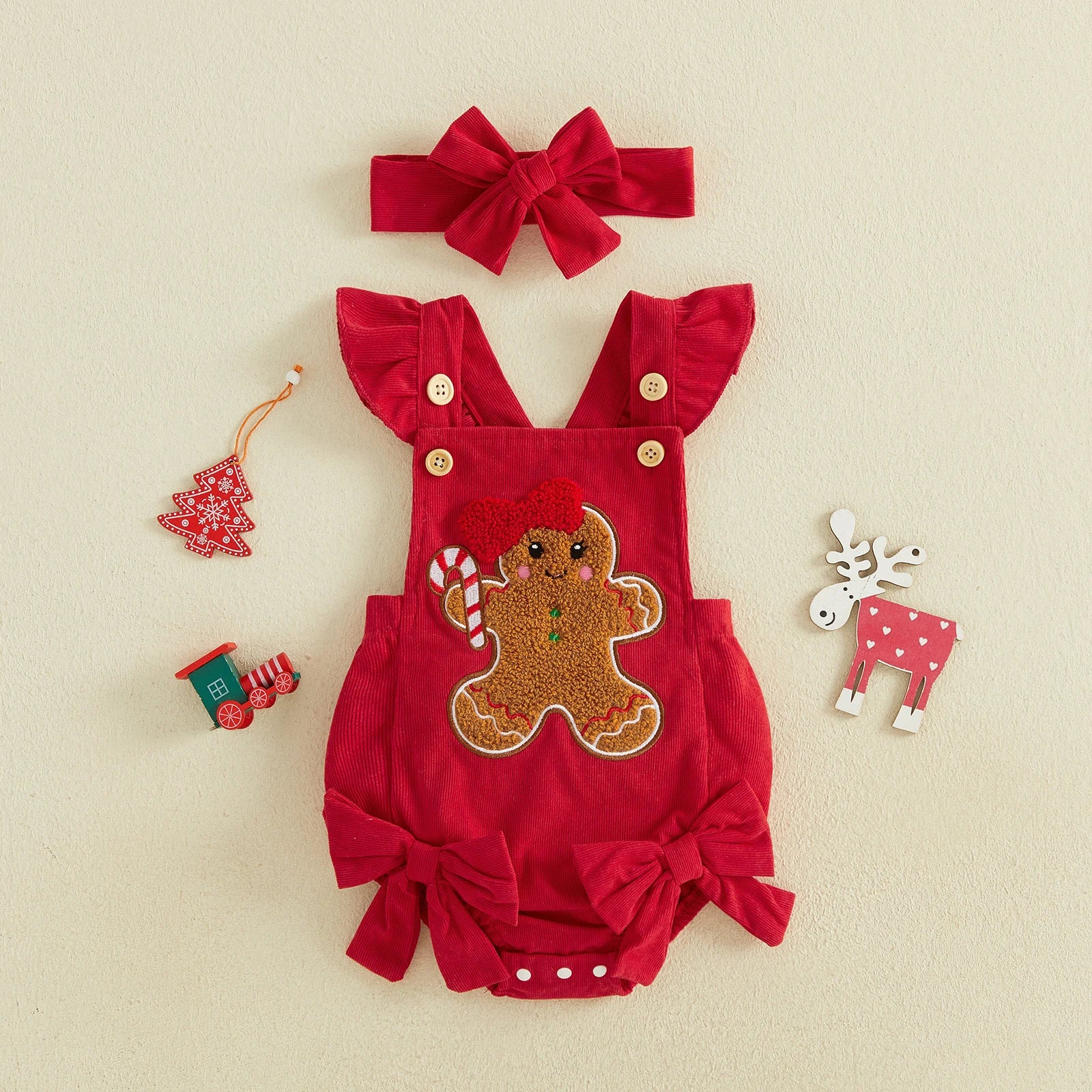 GINGERBREAD GIRL Corduroy Romper