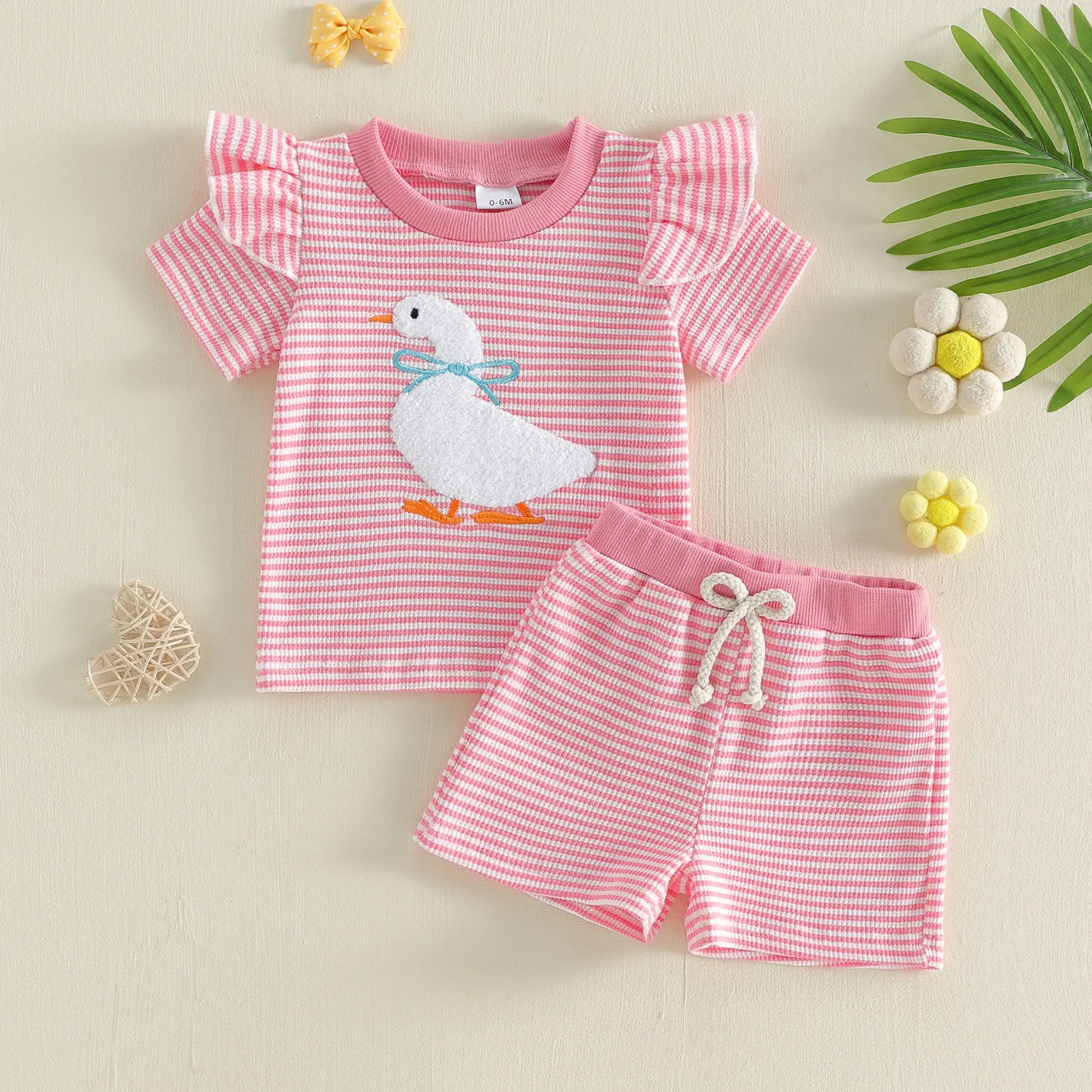 GOOSE Striped Ruffle Outfit