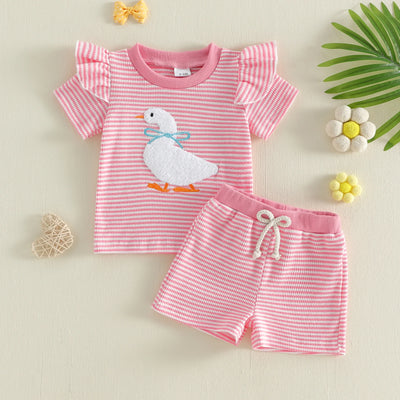 GOOSE Striped Ruffle Outfit