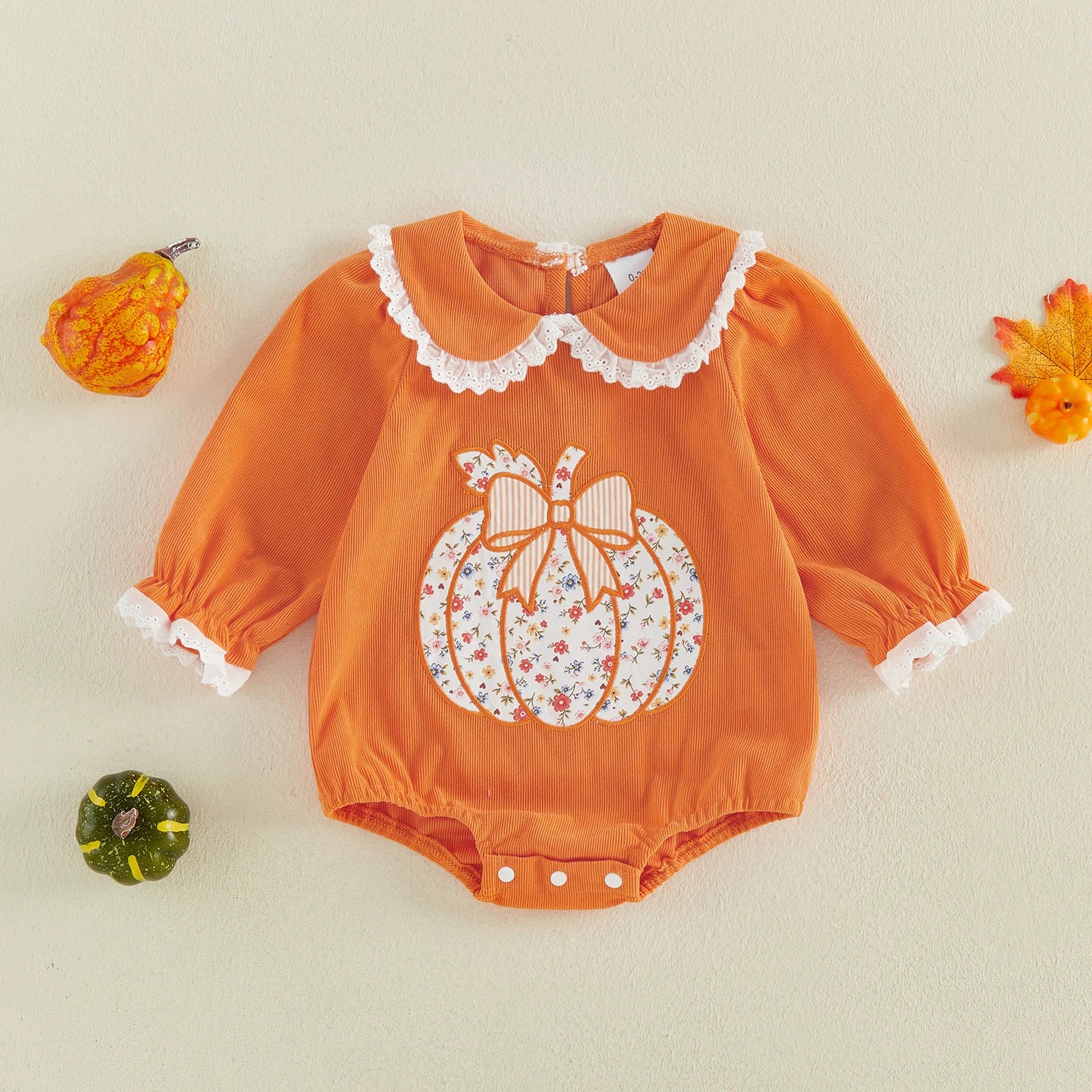 FLORAL PUMPKIN Collar Romper