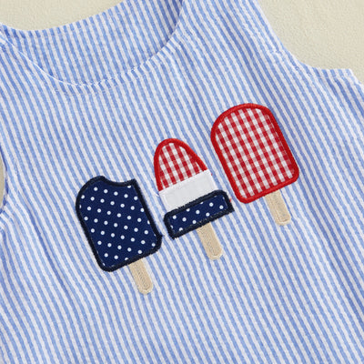 RED WHITE & BLUE POPSICLES Romper
