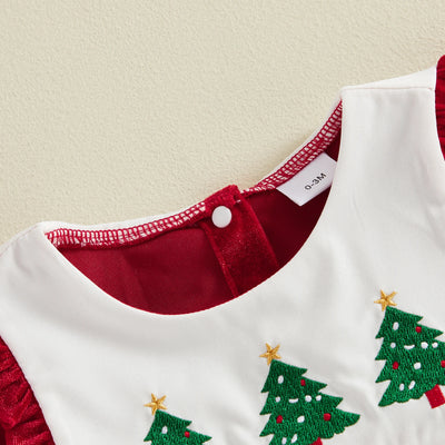 CHRISTMAS TREE Velvet Collar Romper Dress