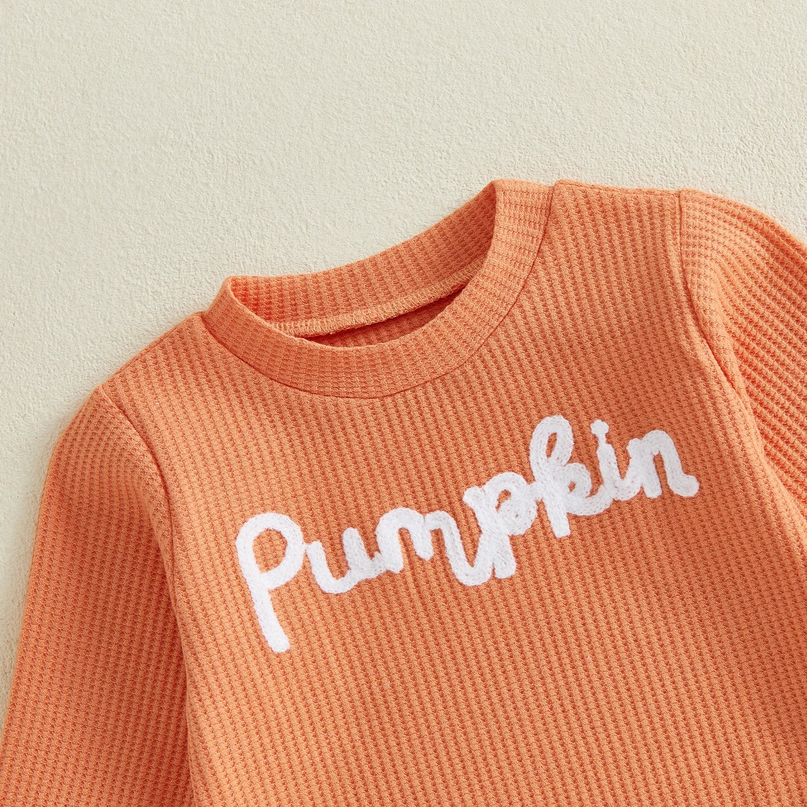 PUMPKIN Waffle Knit Long-Sleeve Onesie